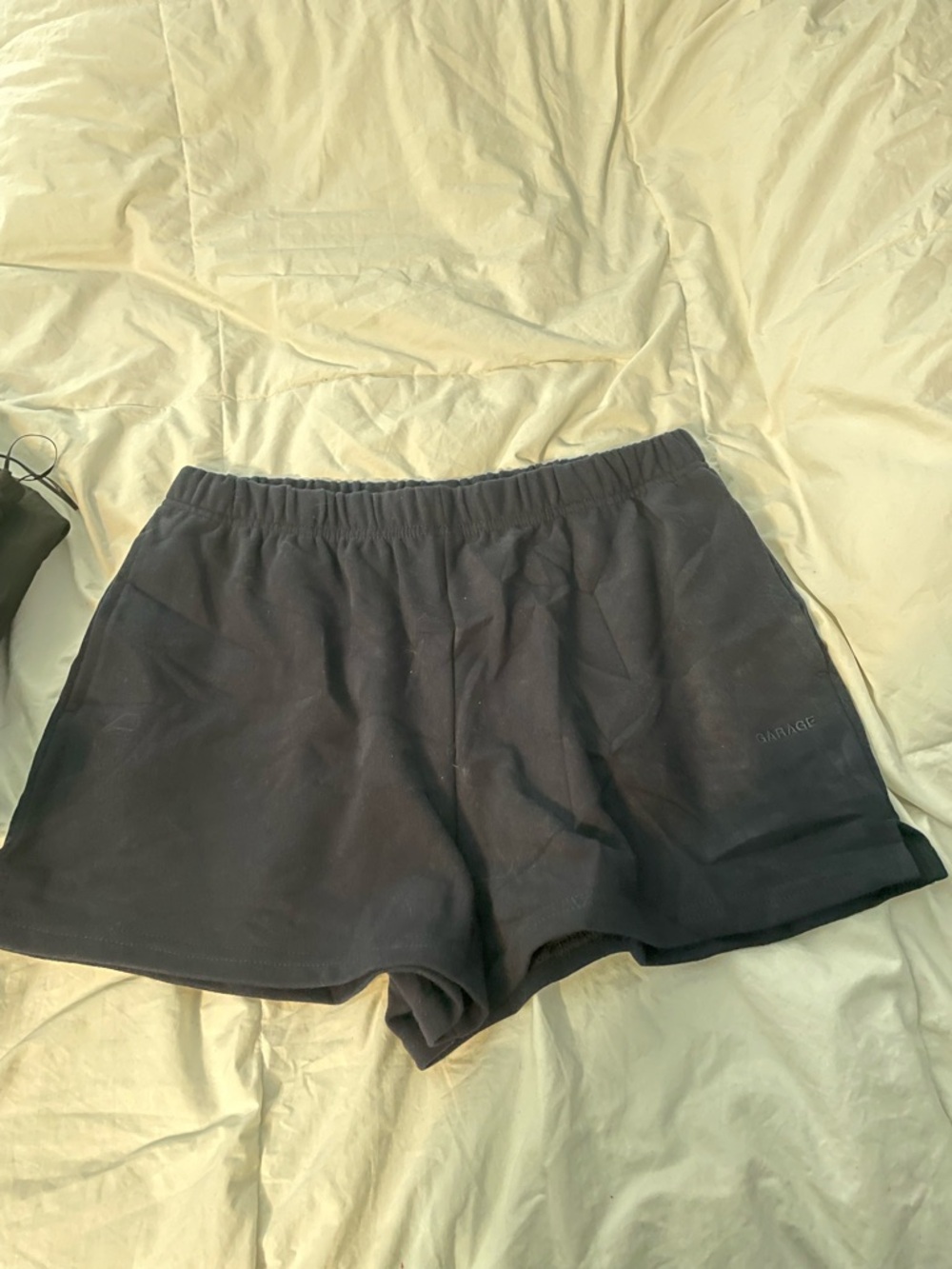 Garage Black Elastic-Waist Athletic Shorts
